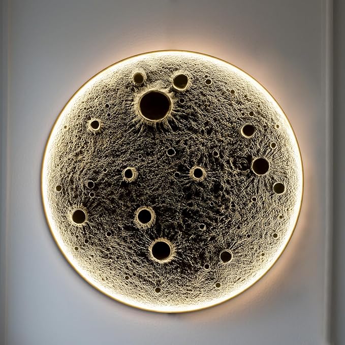 Realistic Resin Moon Wall LampMoon Wall Light, Moon Light Wall Decor for Kids' Room Decor | Living Room Lighting | Mood Lighting